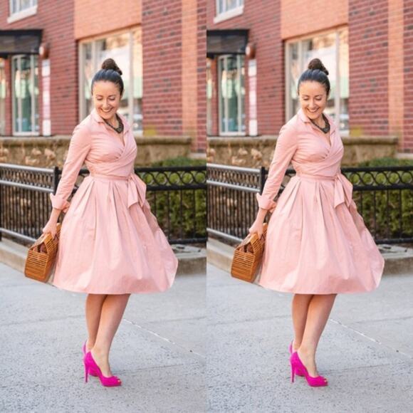 Gal Meets Glam Wedding Guest Elisabetta Dress in Pink Shirt Dress Size 2 - Picture 2 of 10